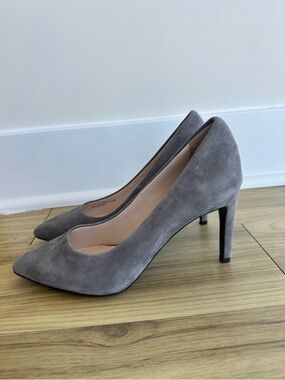Cole Haan Grey Suede Pointed-Toe Pumps